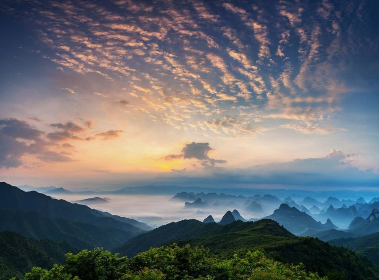Sunset view at Yaoshan mountain Guilin